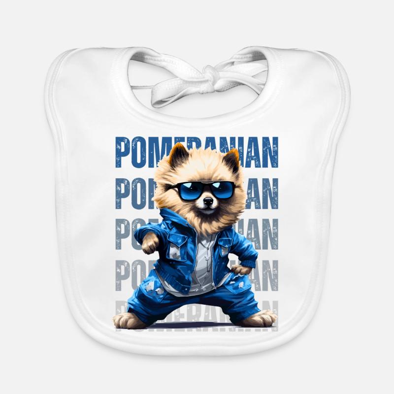 Tee ludique de Poméranie | Conception de chien caricatural Bavoir bio Bébé
