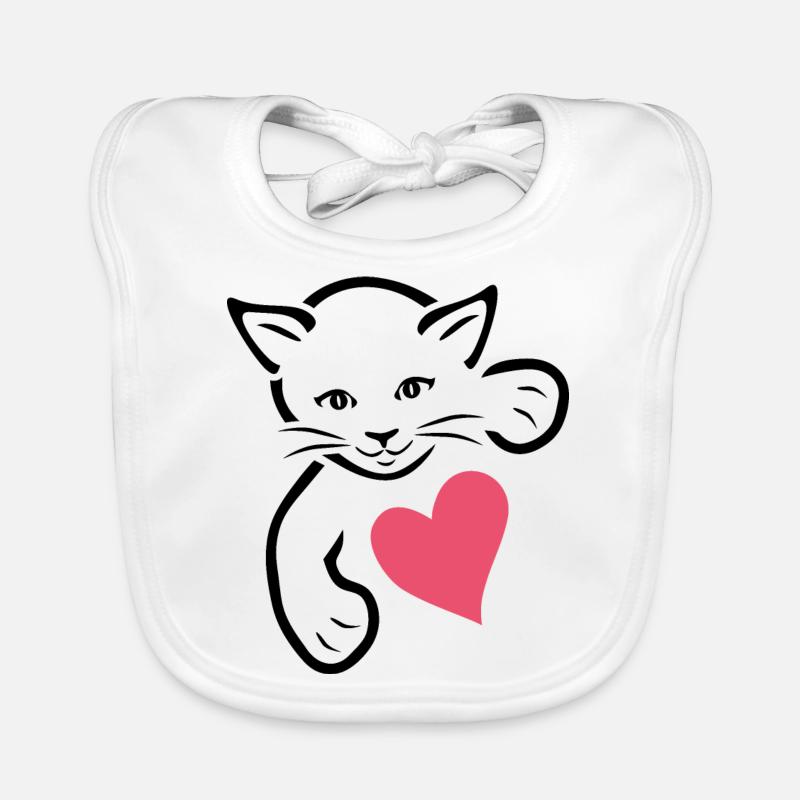 Chaton mignon avec du coeur Bavoir bio Bébé