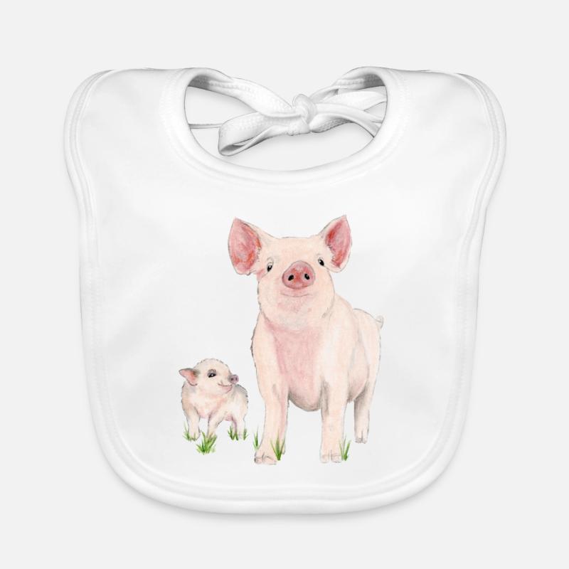Schwein mit Ferkel Baby Bio-Lätzchen