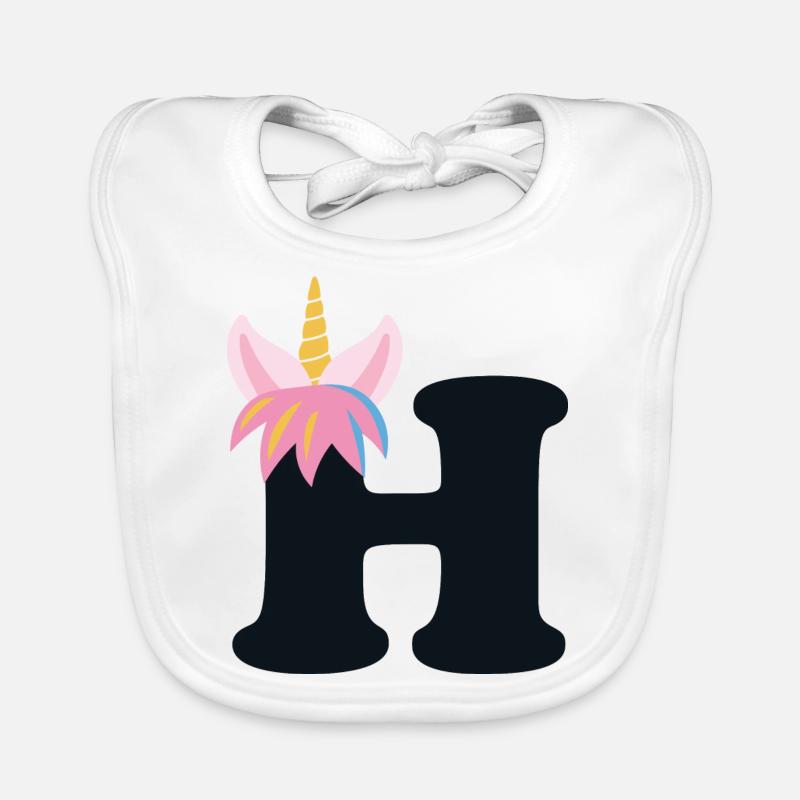 Einhorn-Buchstabe Regenbogenstyle "H" | be unique Baby Bio-Lätzchen