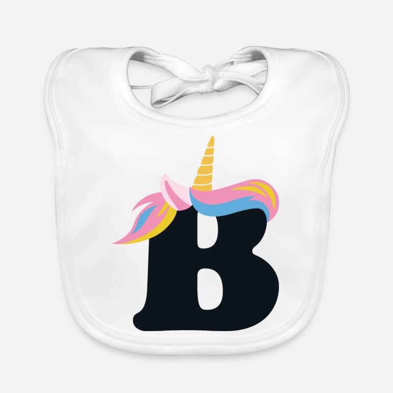 Einhorn-Buchstabe Regenbogenstyle "B" | be unique Baby Bio-Lätzchen