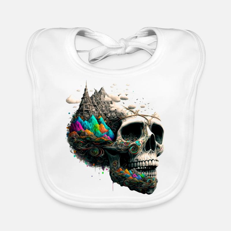 Farbenfroher Totenkopf Baby Bio-Lätzchen