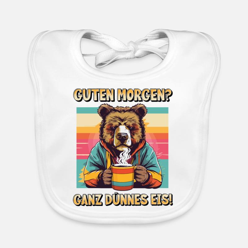 Good Morning Very Thin Ice Bear Coffee Funny Organic Baby Bibs