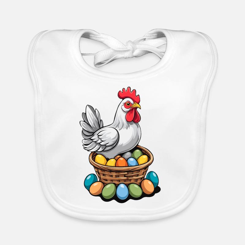 Easter Chicken Colorful Cute Funny Easter Eggs Nest Organic Baby Bibs