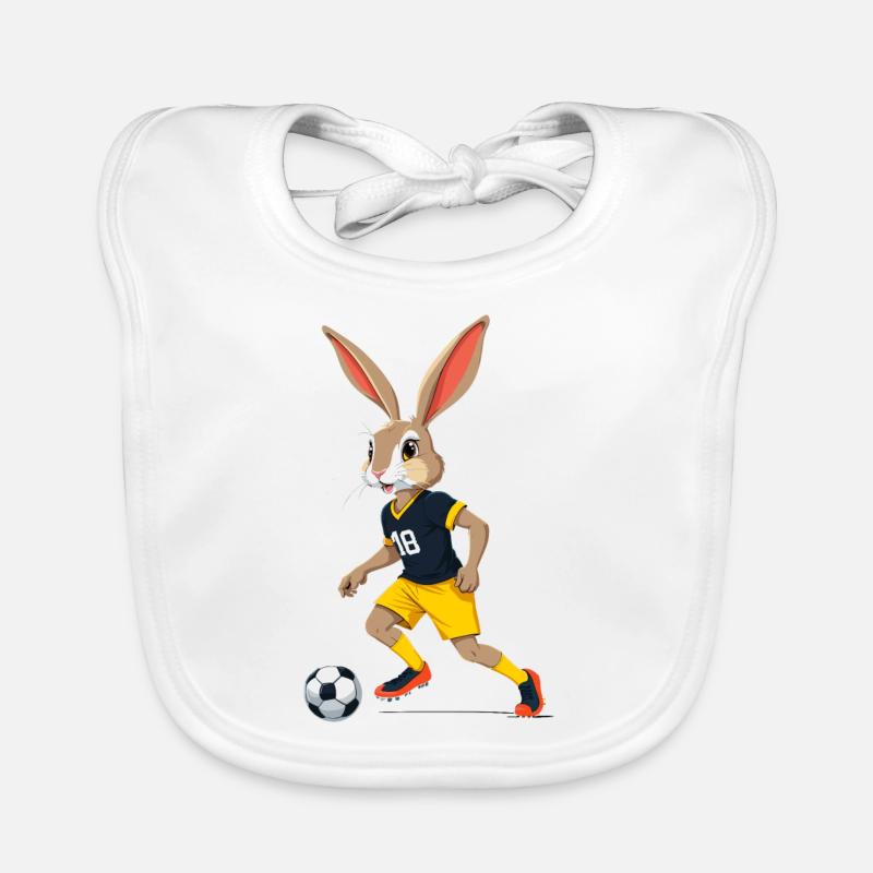 Easter Bunny Soccer Player and Easter Soccer Design Organic Baby Bibs