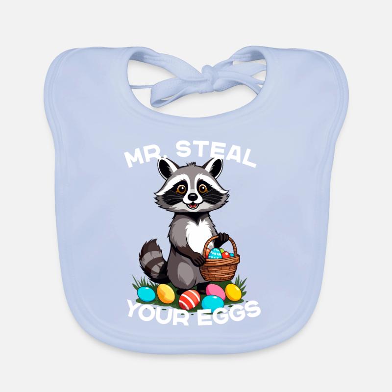 Eggs Thief Funny Raccoon Easter Design Organic Baby Bibs