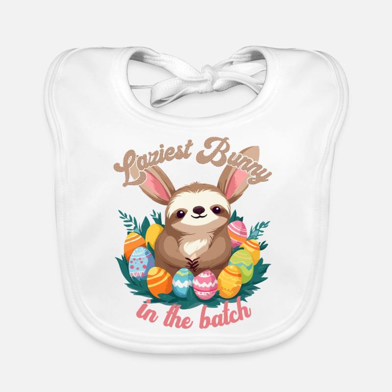 Funny Saying Sloth Easter Bunny Sweet Easter Organic Baby Bibs