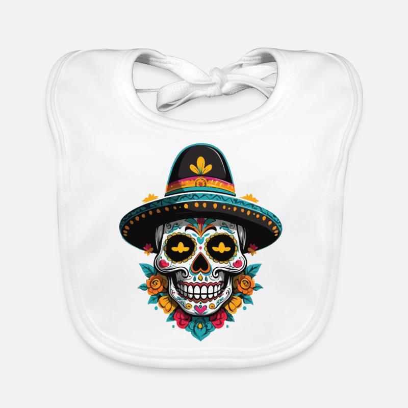 Fête mexicaine emblématique de Sugar Skull Bavoir bio Bébé