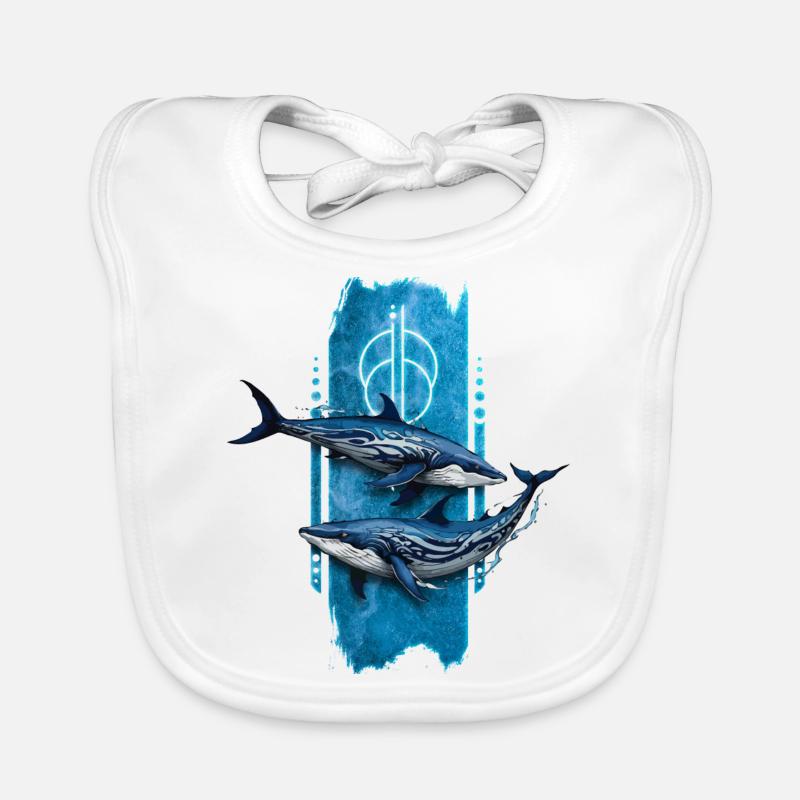 Graceful Giants : deux baleines nageant ensemble Bavoir bio Bébé