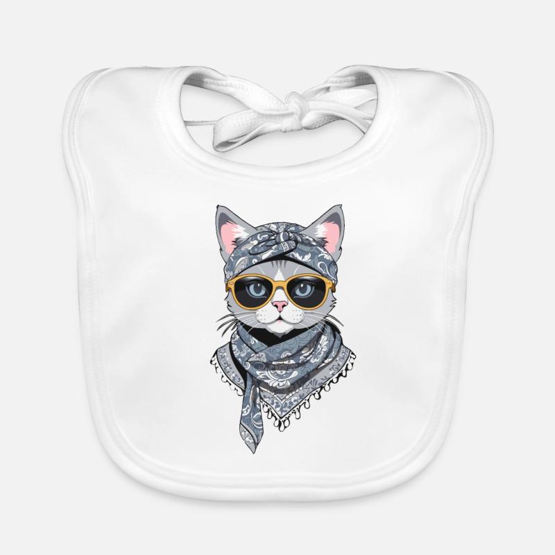 Mignon Chat Maman Chat Amant Élégant Bavoir bio Bébé