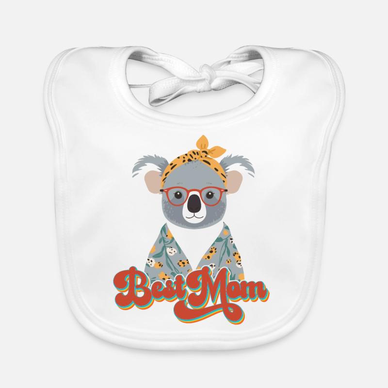 Funny Koala Mom Cute Mama Bear Lover Organic Baby Bibs