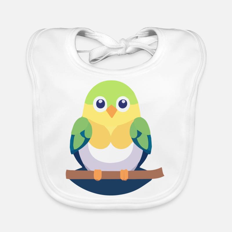Perruche colorée sur branche Bavoir bio Bébé