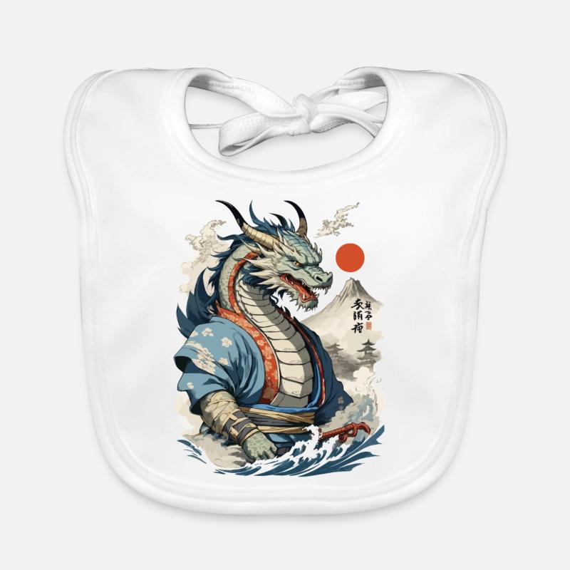 Samurai Ukiyo-E Kunst Japanische Drachen Baby Bio-Lätzchen