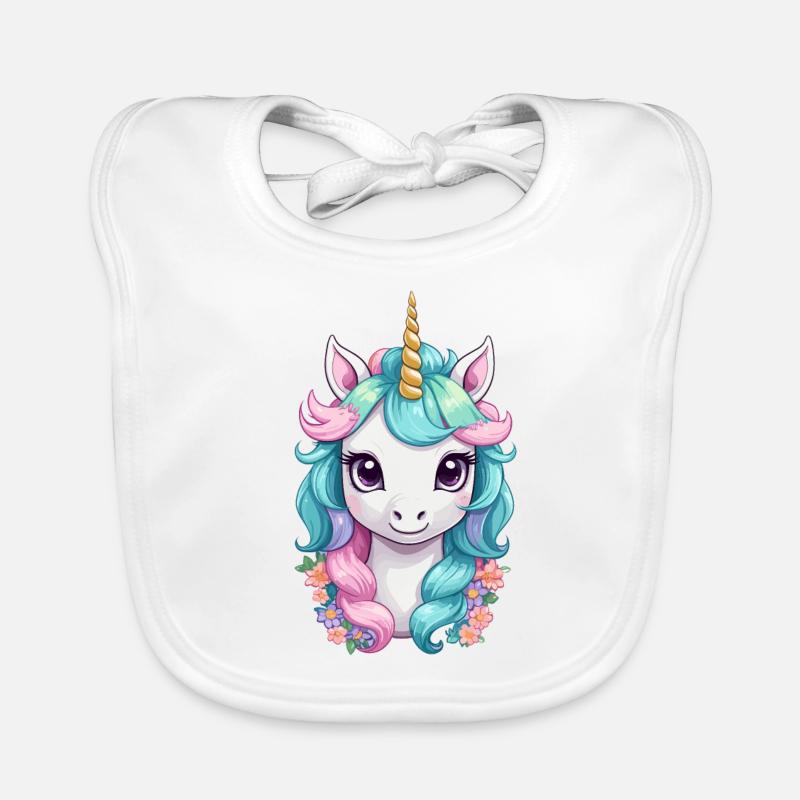 Pastell Farben Lustige Einhörner Süßes Einhorn Baby Bio-Lätzchen