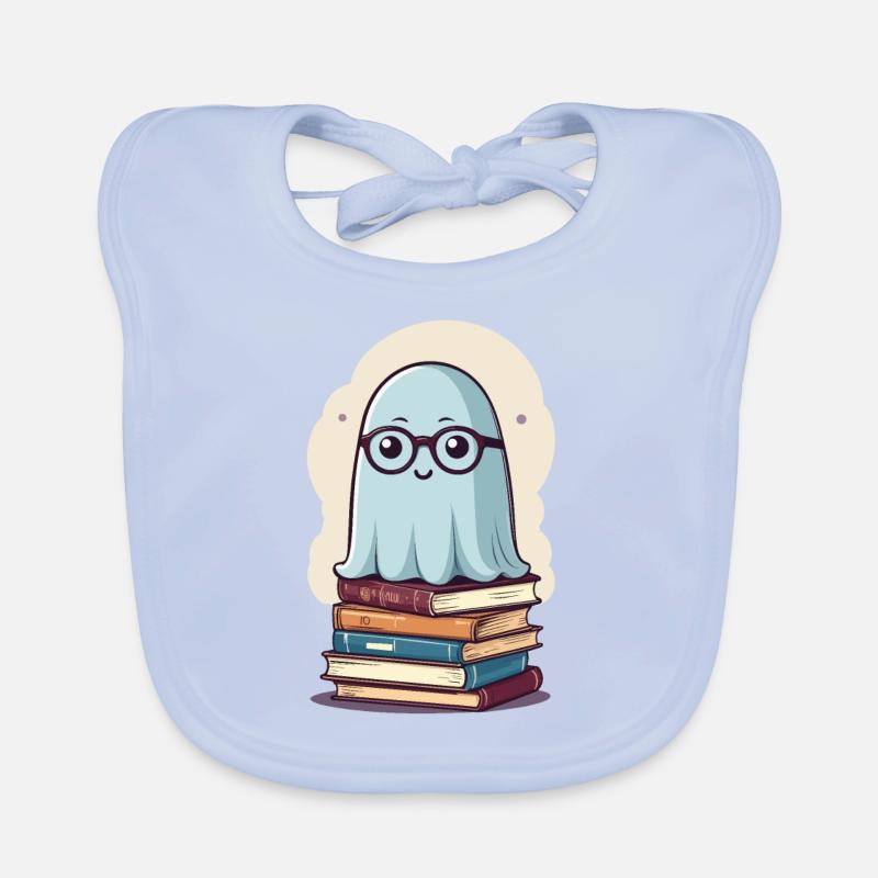 Reading Halloween Ghost Book Lover Style Organic Baby Bibs