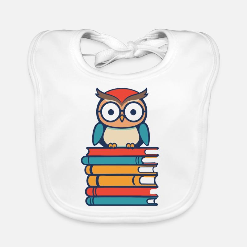 Bücher Eule Niedlicher Bücherwurm Leseratte Baby Bio-Lätzchen