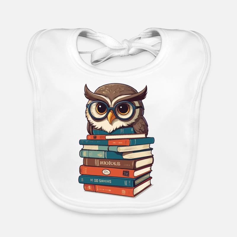 Owls Lover Cute Book Illustration Organic Baby Bibs