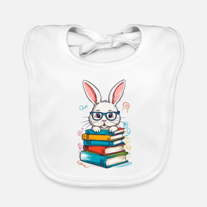 Reading Bunny Funny Books Reading Design Organic Baby Bibs