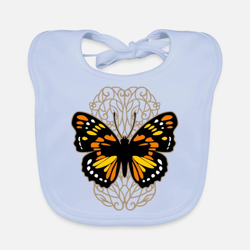 Beautiful butterfly on the ornamental pattern Organic Baby Bibs