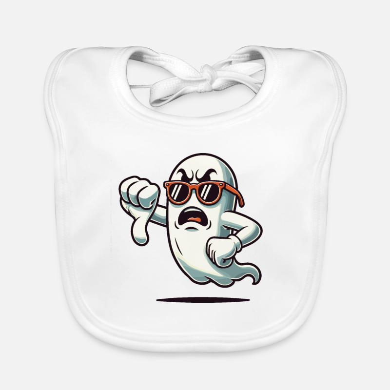 Cool Ghost Gives Thumbs Down Funny Halloween Organic Baby Bibs