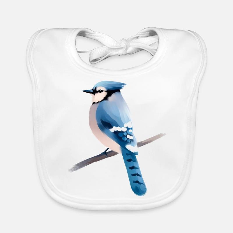 Blue jay on branch Organic Baby Bibs