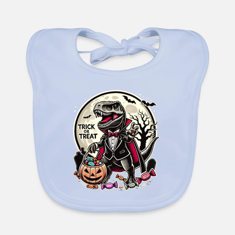 Funny T-Rex Vampire Loves Candy Organic Baby Bibs