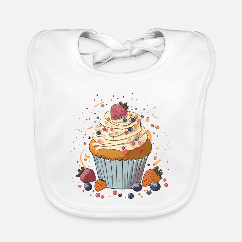 Cupcake mit Beeren Baby Bio-Lätzchen