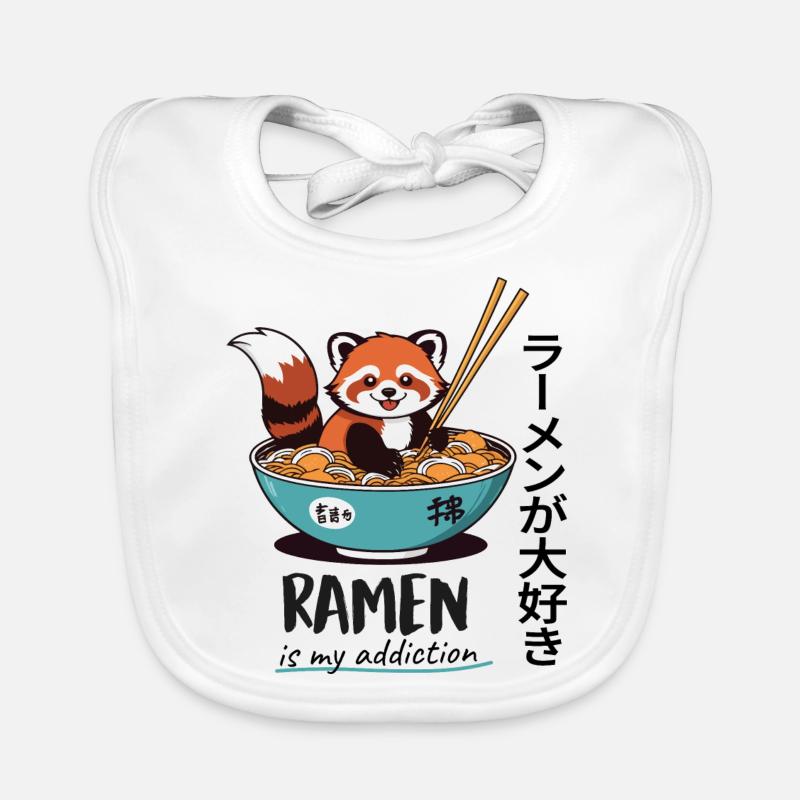 Mignon panda roux dans un bol de ramen Bavoir bio Bébé