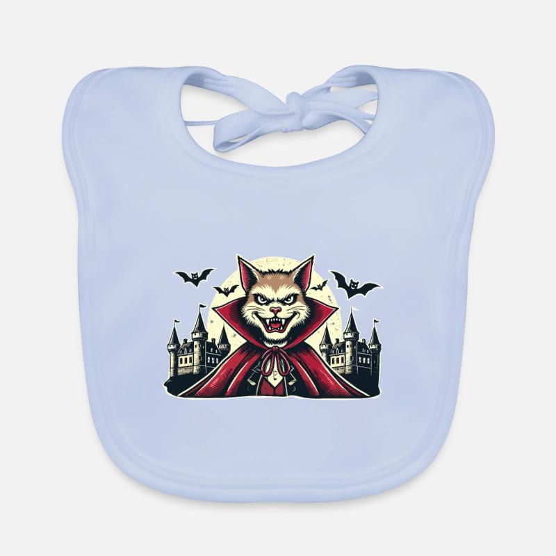Vampire Cat Cute Halloween Cat Funny Organic Baby Bibs
