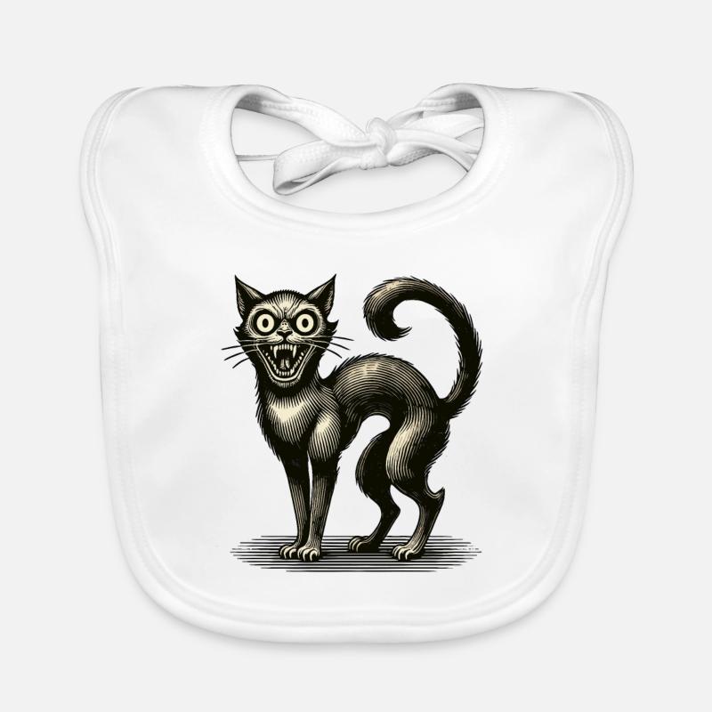 Terrible Witch Cat Scary Horror Cat Organic Baby Bibs