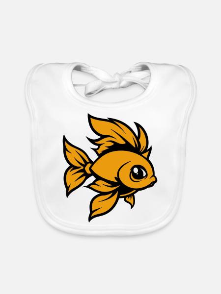 goldfisch fisch comic - Baby Bio-Lätzchen - Weiß - Vorne
