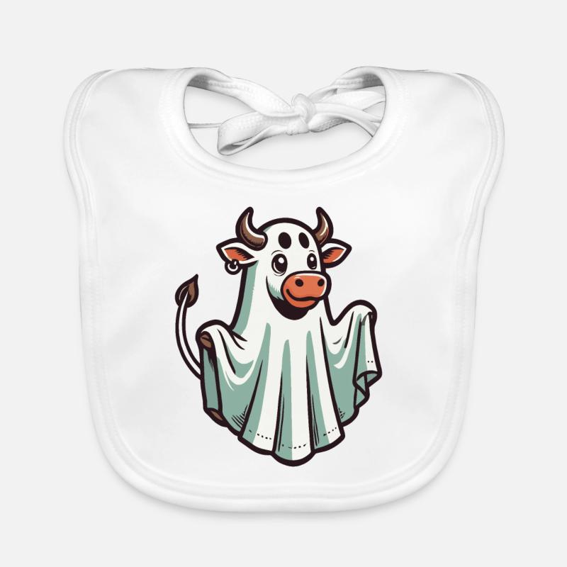 Idée de costume de drap de drap fantôme de vache drôle Bavoir bio Bébé
