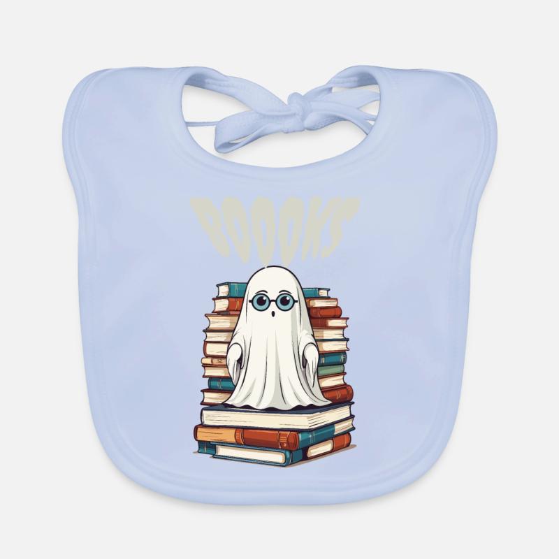 Cute Book Lover Ghost Organic Baby Bibs