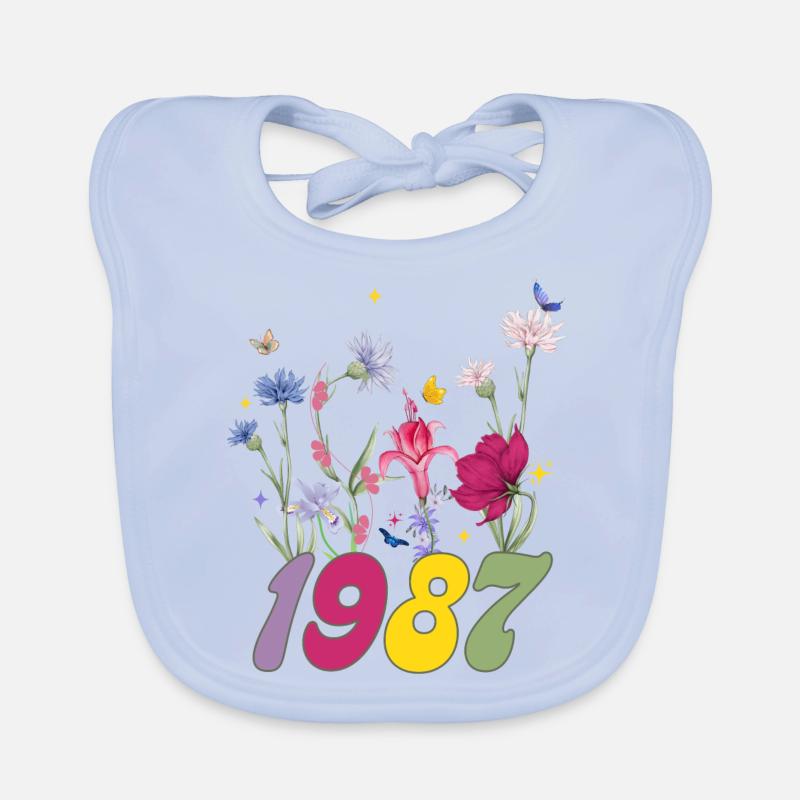 Année de naissance 1987 fleurs sauvages Bavoir bio Bébé