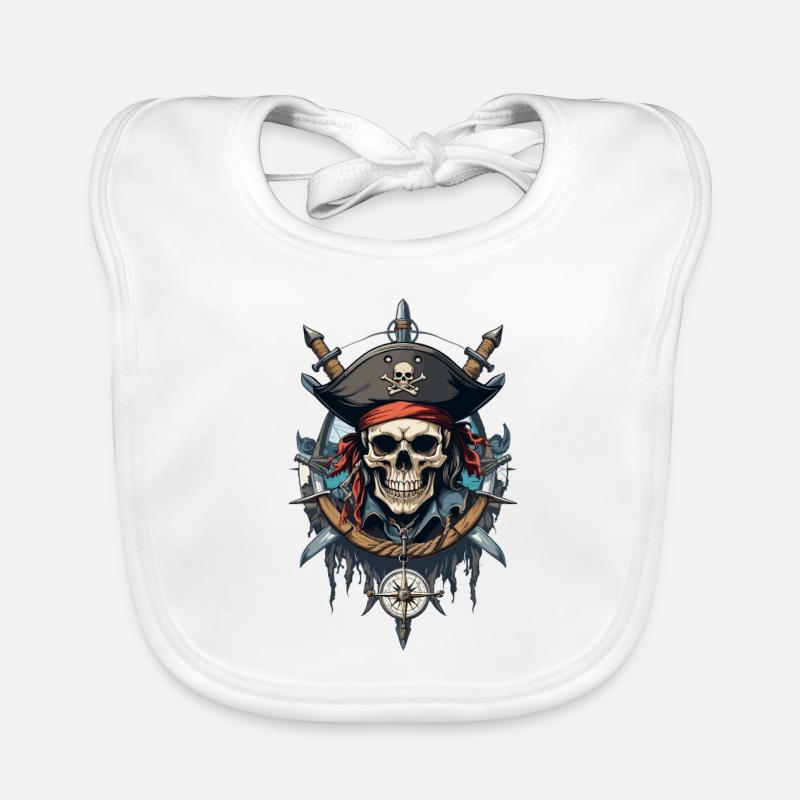 Drapeaux de pirate crâne Jolly Roger costume de pirate Bavoir bio Bébé