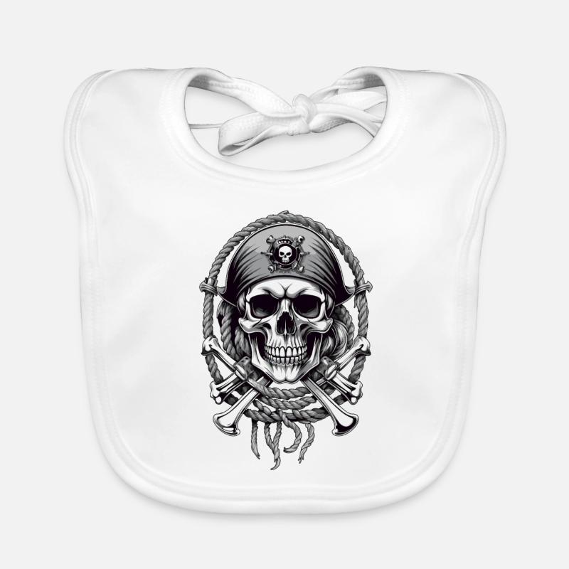 Drapeaux de pirate crâne Jolly Roger costume de pirate Bavoir bio Bébé
