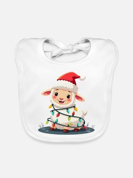 Weihnachtsschaf - Baby Bio-Lätzchen - Weiß - Vorne