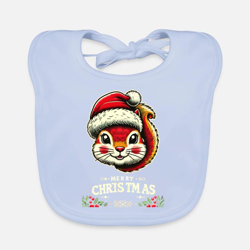 Merry Christmas Nutcracker Squirrel Organic Baby Bibs
