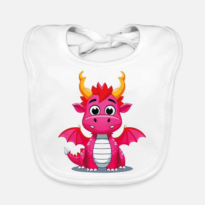 Mignon dragon de dessin animé avec des cornes dorées Bavoir bio Bébé