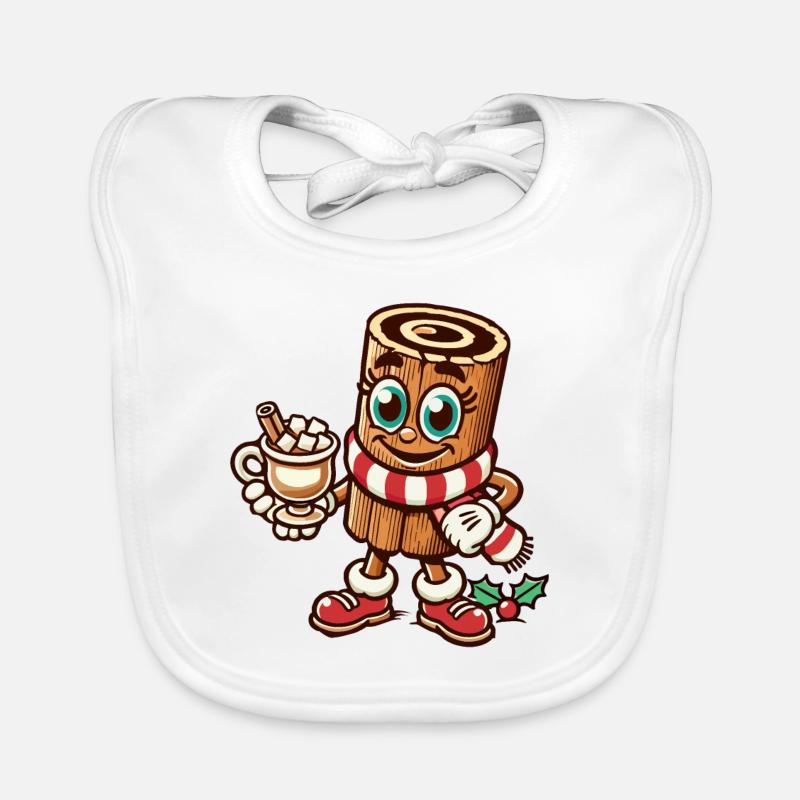 Chocolat chaud avec dessin animé de Noël à la cannelle Bavoir bio Bébé
