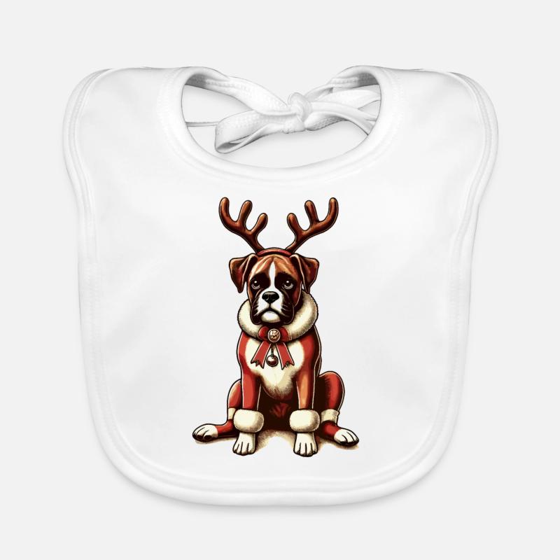 Weihnachtlicher Boxer Hund Mit Geweih Baby Bio-Lätzchen