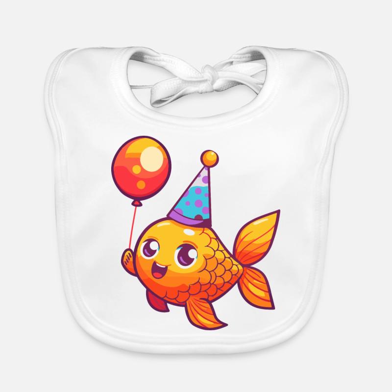Poisson rouge Anniversaire Bande dessinée Mignon Bavoir bio Bébé