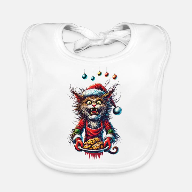 Chat de Noël avec des biscuits Bavoir bio Bébé