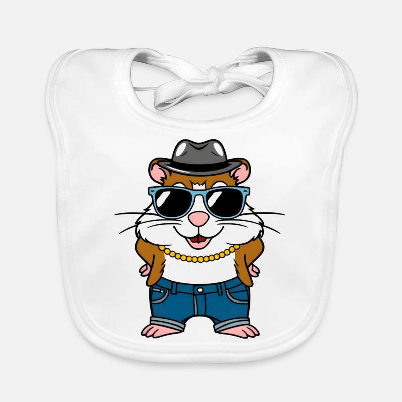Cooler Hamster Hamsterfan Sonnenbrille mit Hut Baby Bio-Lätzchen