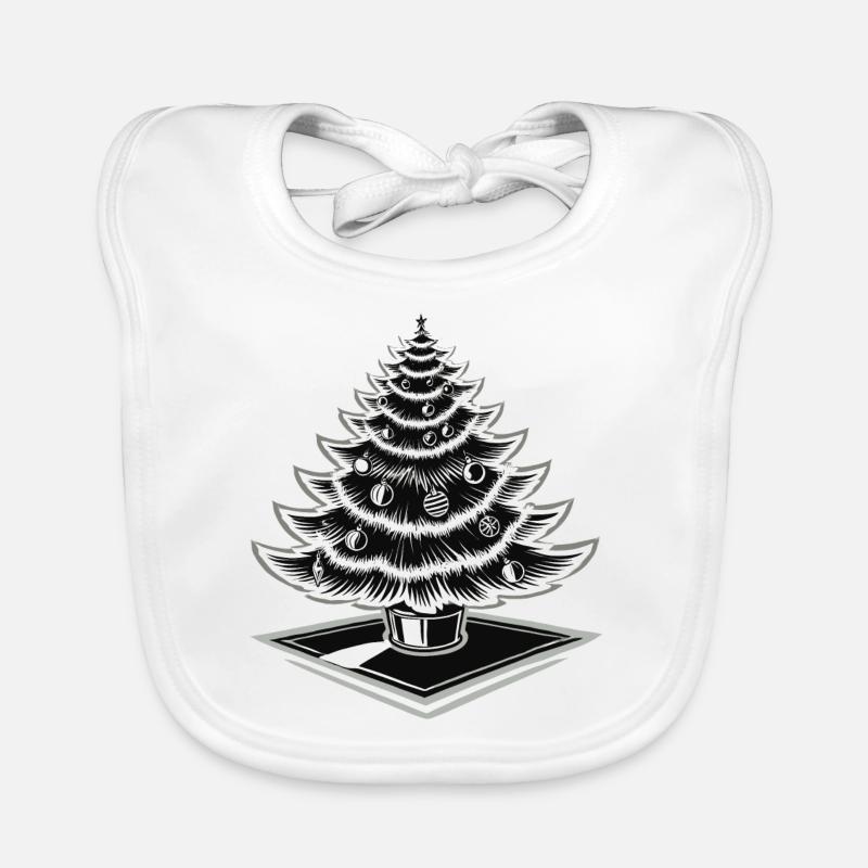 Christmas tree with baubles for festive Organic Baby Bibs