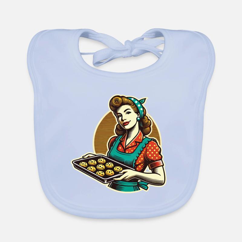 Boulanger vintage avec illustration de plateau à biscuits Bavoir bio Bébé