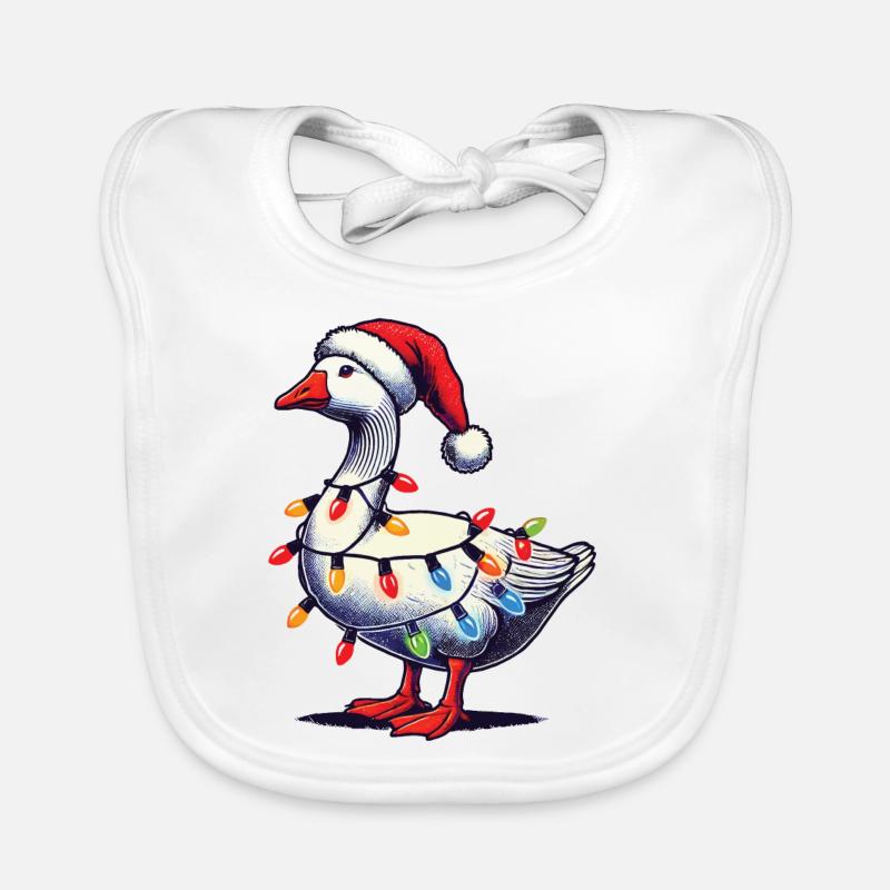 Funny Clumsy Christmas Goose Organic Baby Bibs