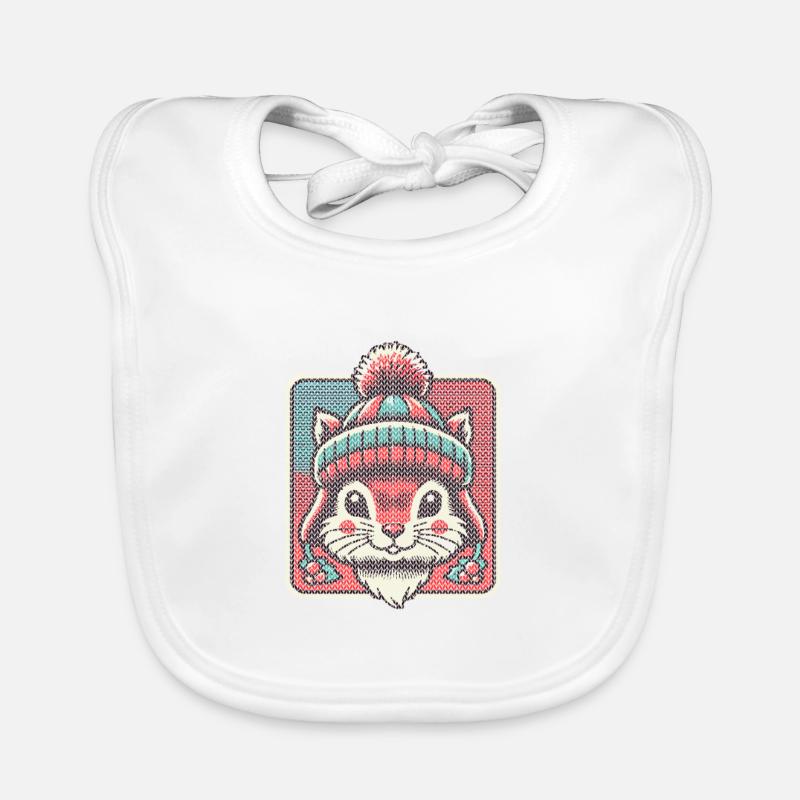 Winter squirrel with hat and pattern Organic Baby Bibs