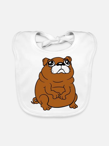 Pug dog sits small begging dick looks sad - Organic Baby Bibs - white - Front