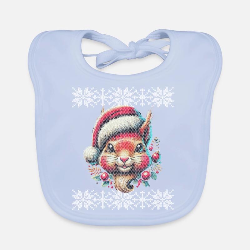 Mignon écureuil de Noël avec chapeau Bavoir bio Bébé